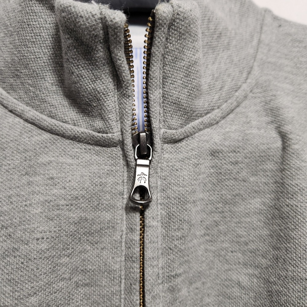 Brooks Brothers Sweater Men's Large Grey Half Zip Pullover Embroidered Preppy - Picture 3 of 7